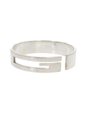 Gucci Cutout Logo 925 Sterling Silver Bangle Bracelet